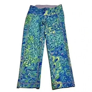 Lilly Pulitzer Luxletic Weekender Lilly’s Lagoon Capris Leggings Pants XS